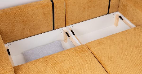 Диван-кровать угловой Оксфорд 714 композиция 5, STORM 8 горчичный, модульная система, сборка на любую сторону