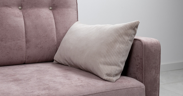 Диван-кровать угловой Арно ТД 567 велюр Лаки 17 пепел розы, Vertical 910 молочно-серый, сборка на любую сторону