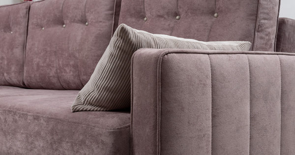 Диван-кровать угловой Арно ТД 567 велюр Лаки 17 пепел розы, Vertical 910 молочно-серый, сборка на любую сторону