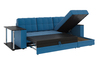 Диван-кровать угловой Атлант со столиком велюр синий со спальным местом (сборка на любую сторону)