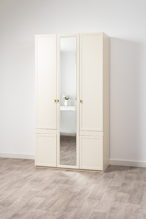 Шкаф для одежды Марион 16.340.03 слоновая кость С341 PE, слоновая кость 6898 ПВХ (собирается на любую сторону)