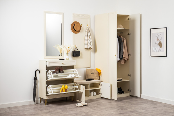 Шкаф двустворчатый Марион 16.340.02 слоновая кость С341 PE, слоновая кость 6898 ПВХ