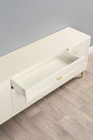 Гостиная Марион композиция 3 слоновая кость С341 PE, слоновая кость 6898 ПВХ, белый PE шагрень (собирается на любую сторону)