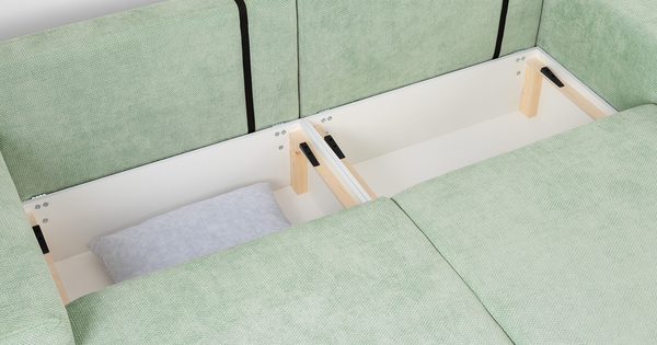 Диван-кровать угловой Оксфорд 715 композиция 1, шенилл STORM 9 мятный, модульная система, сборка на любую сторону