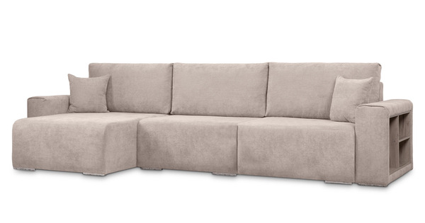 Диван-кровать угловой Оксфорд 710 композиция 2, шенилл Muza 04 светло-бежевый, модульная система, сборка на любую сторону