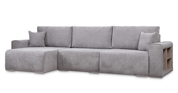 Диван-кровать угловой Оксфорд 712 композиция 2, MUZA 07 светло-серый, модульная система, сборка на любую сторону