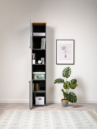 Стеллаж Остин 16.427 серый графит 0162 РЕ, дуб золотой CRAFT, графит ZB 856-2 ПВХ, сборка на любую сторону