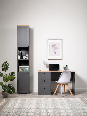 Стол письменный Остин 12.159 серый графит 0162 РЕ, дуб золотой CRAFT, графит ZB 856-2 ПВХ, сборка на любую сторону