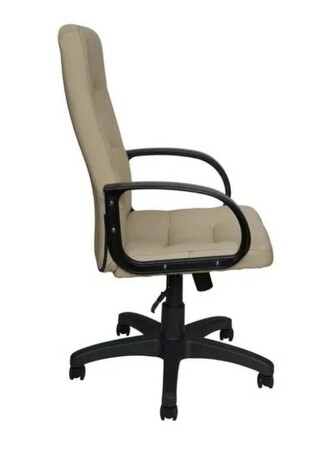 Кресло на колесах Сенатор ультра кожзам бежевый, крестовина пластик, подлокотники пластик, механизм качания