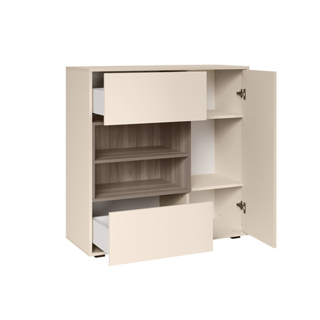 Комод Тайл 16.236 сатин 7045 SU, эмили блаш U9135, белый PE шагрень, собирается на любую сторону