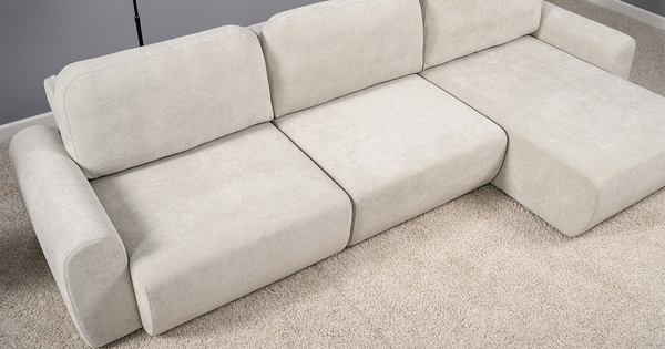 Диван-кровать угловой Тэдди 1505 композиция 3, букле Pique 010 светло-серый, модульная система, сборка на любую сторону